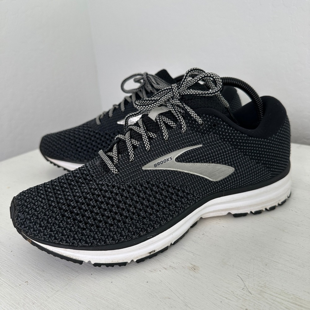 Brooks Running Shoes Womens 10 Revel 2 Black White 1202811B050 DNA Performance